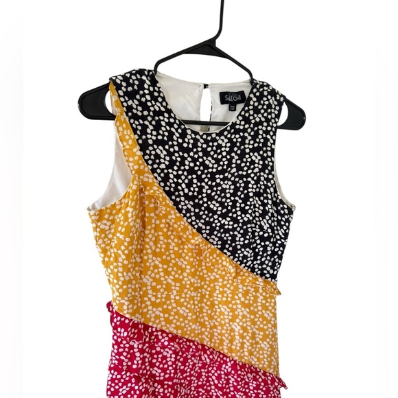 Saloni AGNES KNOT PRINT SILK CREPE DE CHINE DRESS - Picture 7 of 10